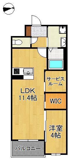 プロスペレ浜町(1SLDK/4階)の間取り写真