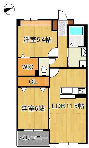 プロスペレ浜町(2LDK/4階)の間取り写真