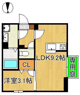 エスト・プラージュ(1LDK/1階)の間取り写真