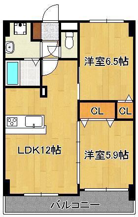 KIND HEART(2LDK/6階)の間取り写真