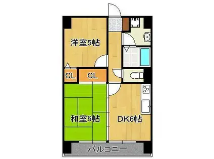 トーカンマンション高炉台公園(2DK/9階)の間取り写真