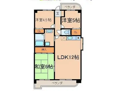 リアライズ到津(3LDK/1階)の間取り写真