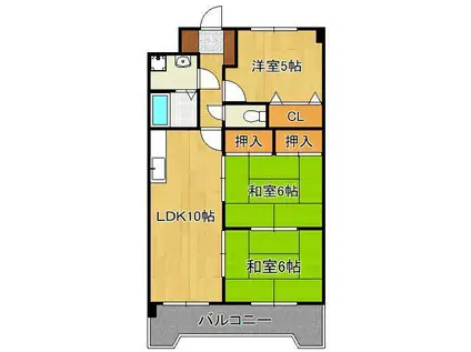 リアライズ到津(3LDK/3階)の間取り写真