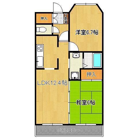 オークランド 桜通(2LDK/9階)の間取り写真