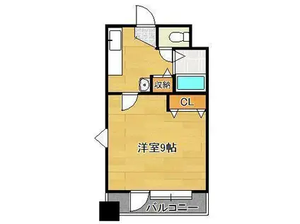 ニューサンリバー8番館(1K/9階)の間取り写真