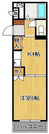 サニーベール前田(1DK/6階)の間取り写真