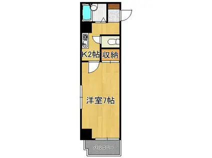 パームコート(1K/4階)の間取り写真