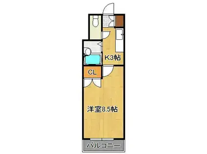 ギャラン中原(1K/4階)の間取り写真