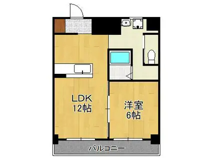 スペースワールド南ビル(1LDK/2階)の間取り写真