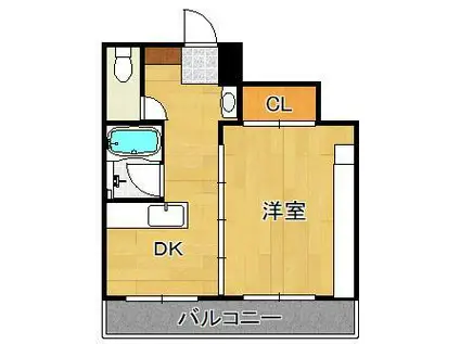 スペースワールド南ビル(1DK/9階)の間取り写真