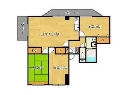 ひまわりハイツ日の出(3LDK/3階)の間取り写真