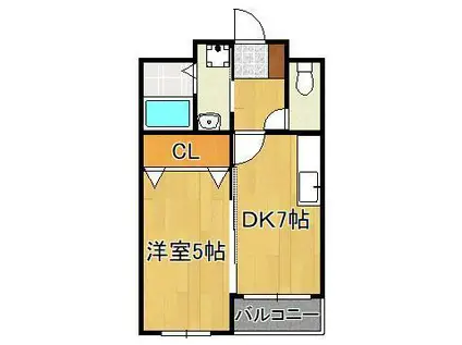 アンテスⅠ(1DK/1階)の間取り写真