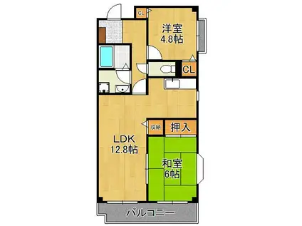 ポサーダけやき(2LDK/4階)の間取り写真