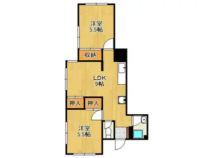 カリフォルニアハウス(2LDK/3階)の間取り写真