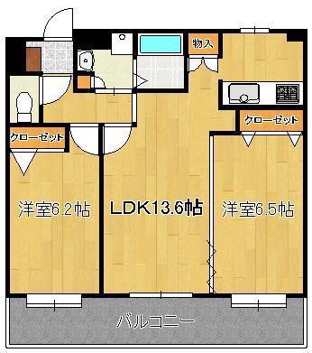 ニューリバー九工大駅前(2LDK/7階)の間取り写真