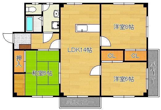 アルカサール菅原(3LDK/3階)の間取り写真