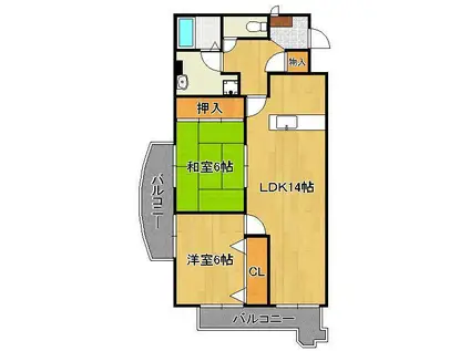 ニューコーポ高見(2LDK/2階)の間取り写真