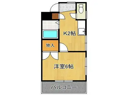 シャトレ千防(1K/2階)の間取り写真