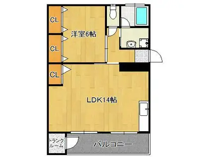 コーポ伊藤(1LDK/4階)の間取り写真