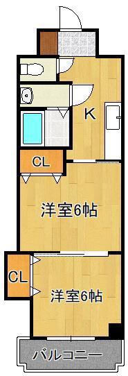 HAMIEL九工大前(2K/6階)の間取り写真