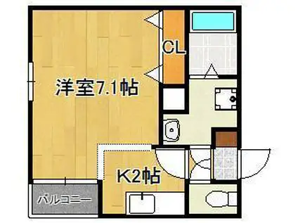 リブレア 春の町(1K/1階)の間取り写真