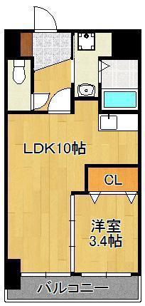 LE GRAND BLEU DEUX(1LDK/3階)の間取り写真