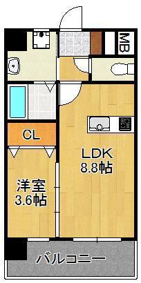 アイランドコート戸畑(1LDK/2階)の間取り写真