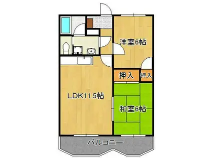 シャルダン中尾(2LDK/1階)の間取り写真