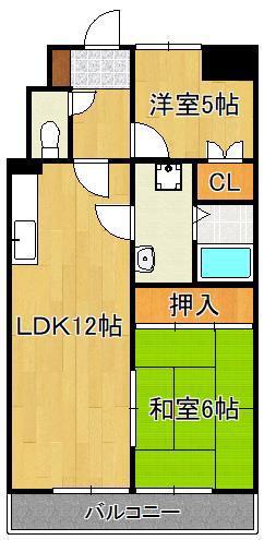 WAVE高見(2LDK/8階)の間取り写真