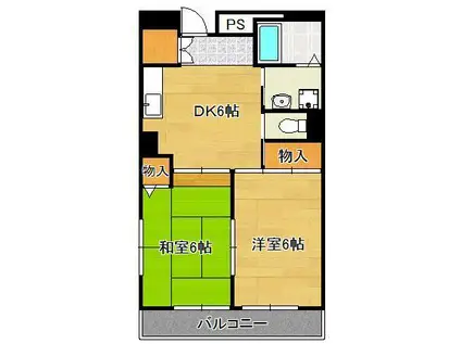 KTOビル(2DK/10階)の間取り写真