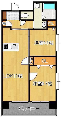 アースコート桜通(2LDK/10階)の間取り写真