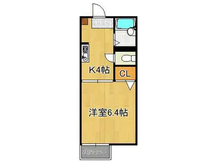 ボー・ヴィラージュ(1K/2階)の間取り写真