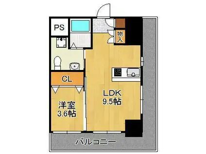 BASIC B.L.D.YAHATA(1LDK/3階)の間取り写真