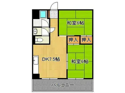 MDIマンション(2DK/4階)の間取り写真