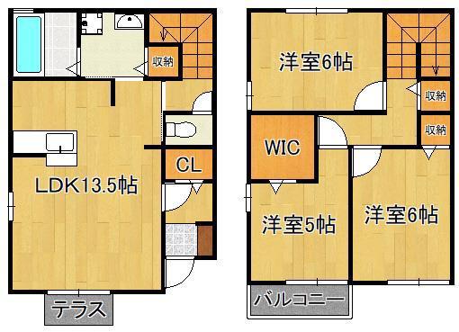シャンテ清田(3LDK/1階)の間取り写真