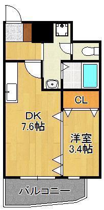 レクオス朋(1DK/9階)の間取り写真
