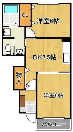 サニー ヴィラ(2DK/1階)の間取り写真
