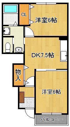 サニー ヴィラ(2LDK/2階)の間取り写真