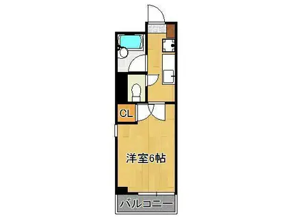 シャトレ白川町(1K/3階)の間取り写真