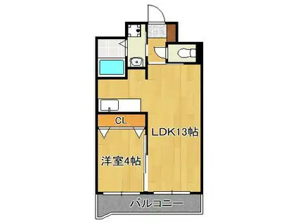 戸畑駅前銀座ビル(1LDK/2階)の間取り写真