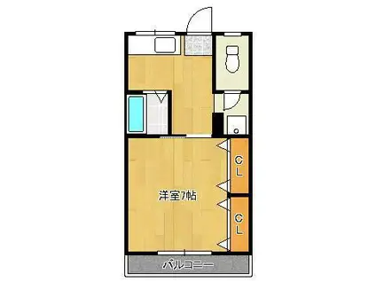 ピエドラブランカ仙水(1K/2階)の間取り写真