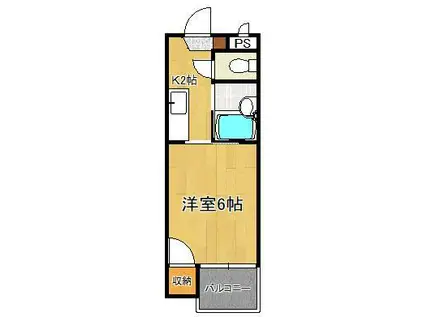 シャトレ天神Ⅱ(1K/2階)の間取り写真