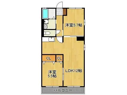 ビューテラス清田Ⅱ(2LDK/1階)の間取り写真