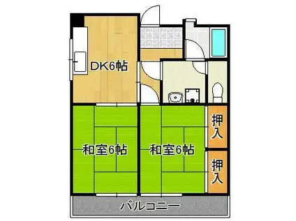 東大谷ハイツ(2DK/3階)の間取り写真