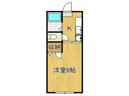 オアシス中原東 A棟(1K/1階)の間取り写真