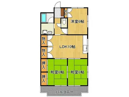 MDIマンション中原東(3LDK/3階)の間取り写真