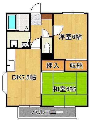 ディオール境川(2DK/1階)の間取り写真