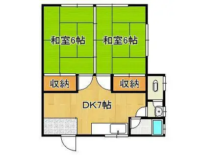 メゾン丸町(2DK/3階)の間取り写真