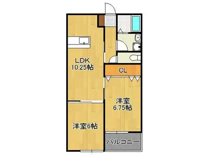 エルソル茶屋町(2LDK/3階)の間取り写真