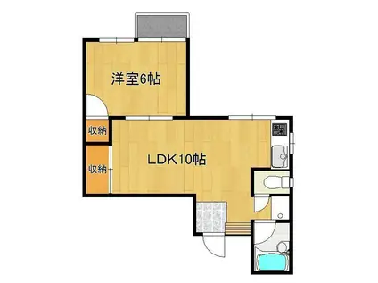 プレアール小芝(1LDK/3階)の間取り写真